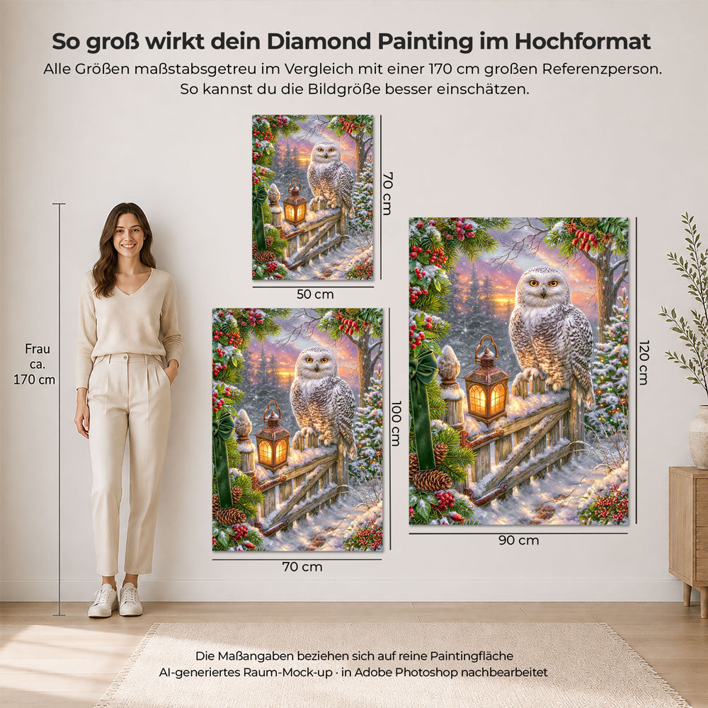5D Diamond Painting – Schneeeule im Weihnachtszauber
