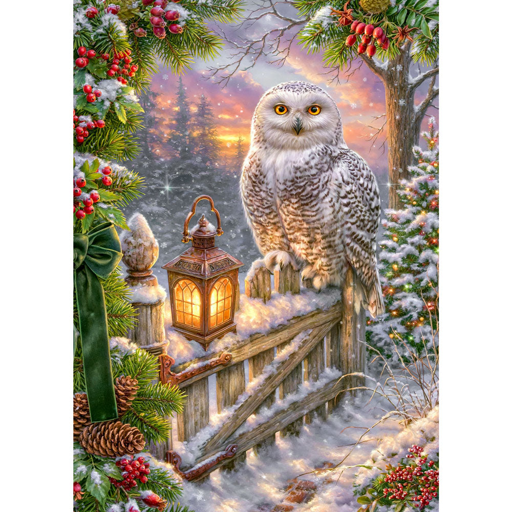 5D Diamond Painting – Schneeeule im Weihnachtszauber | Unique Diamond