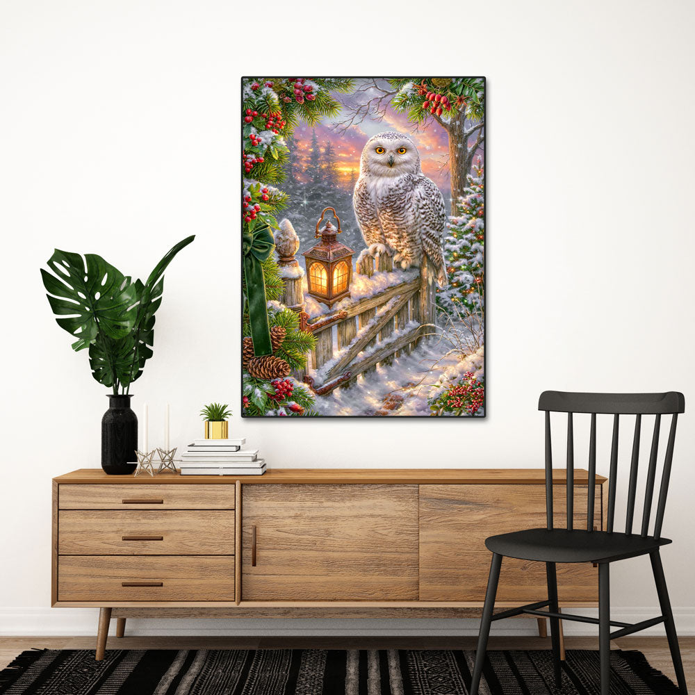 5D Diamond Painting – Schneeeule im Weihnachtszauber