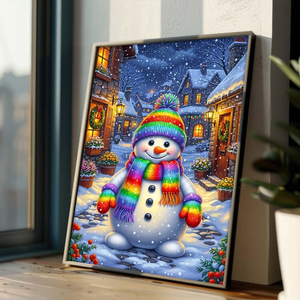 5D Diamond Painting – Schneemann Emil im Winterzauber Unique-Diamond
