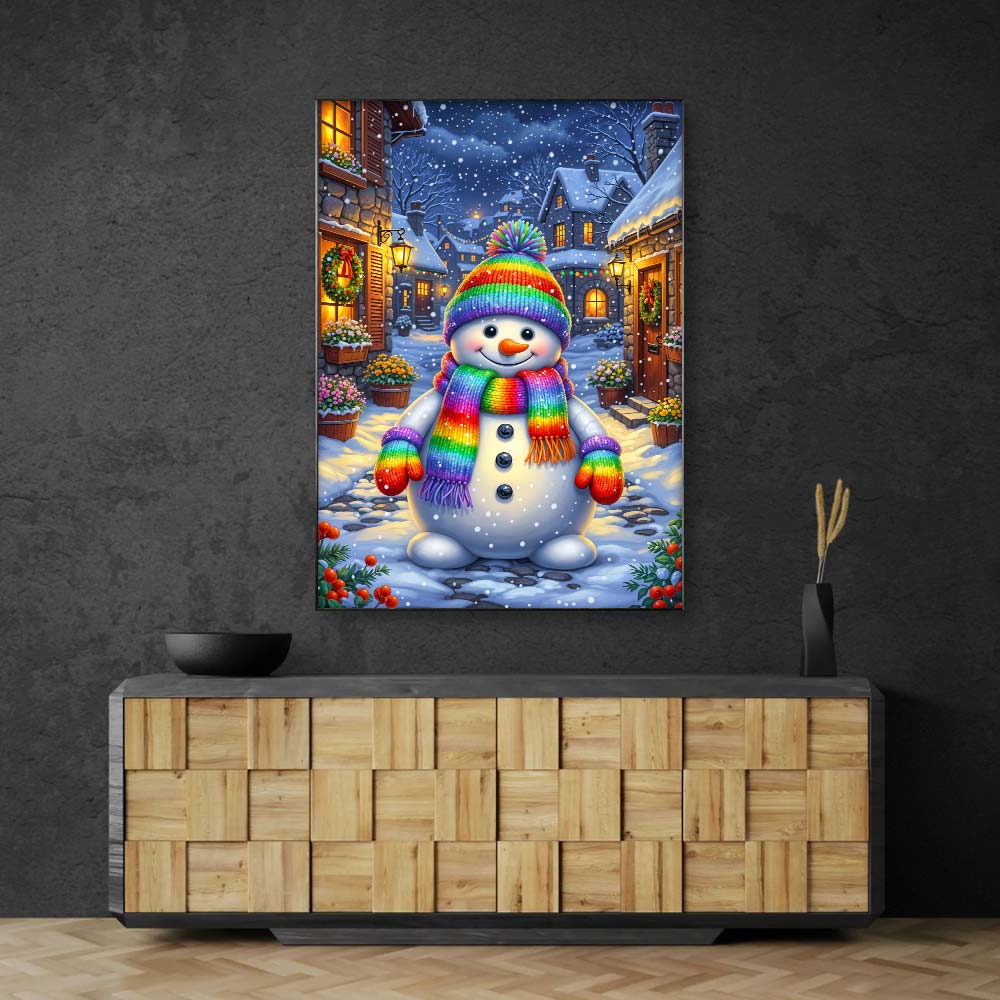 5D Diamond Painting – Schneemann Emil im Winterzauber Unique-Diamond