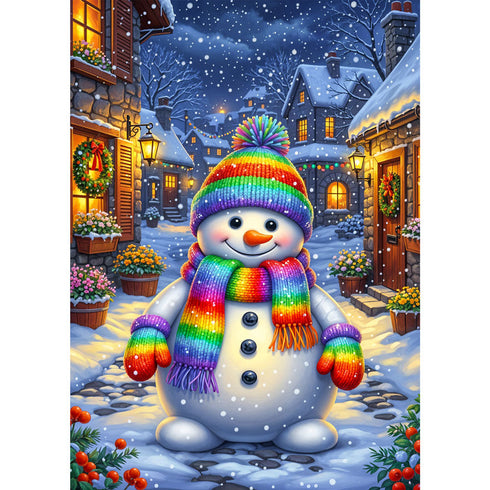 5D Diamond Painting – Schneemann Emil im Winterzauber Unique-Diamond