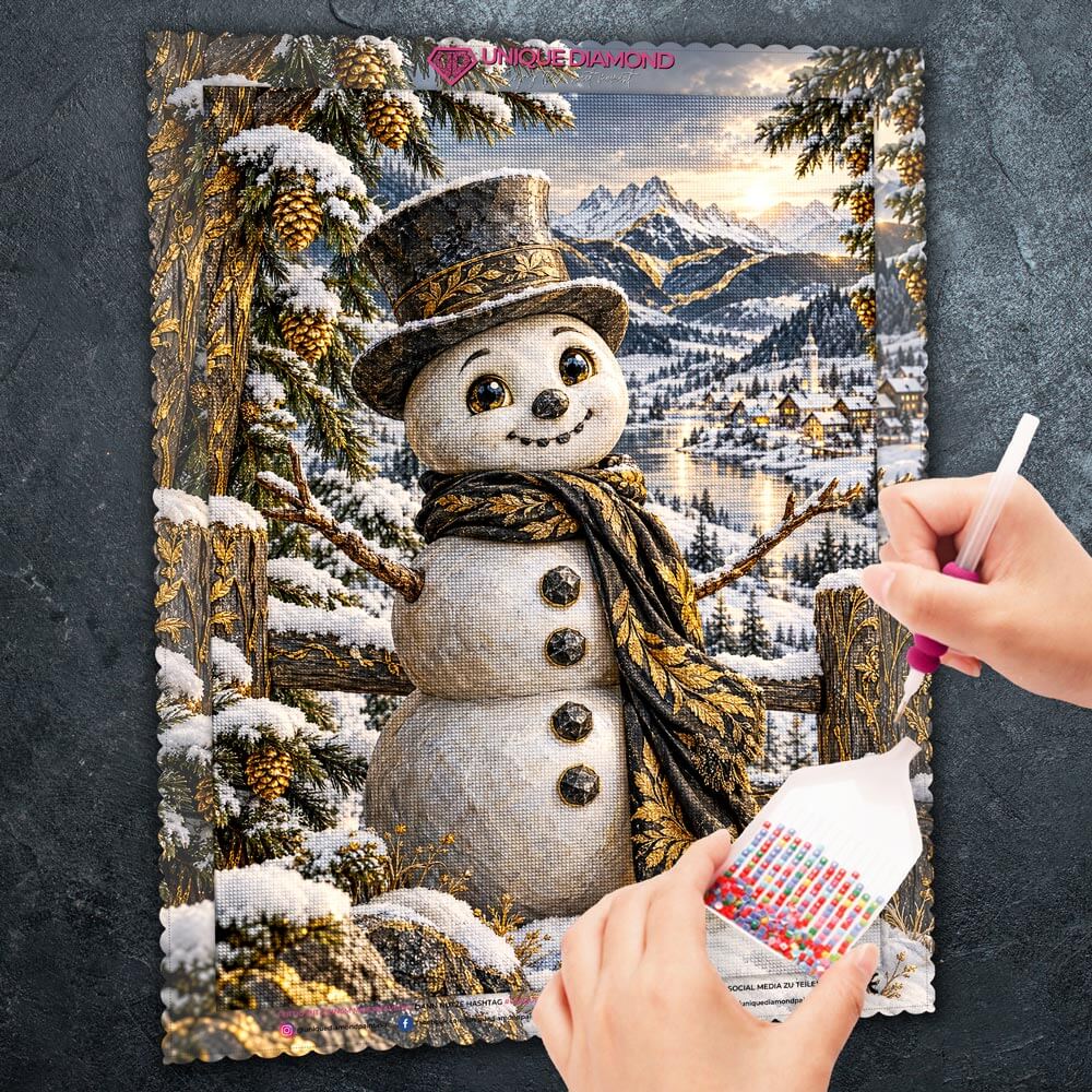 5D Diamond Painting – Schneemann im Alpengold