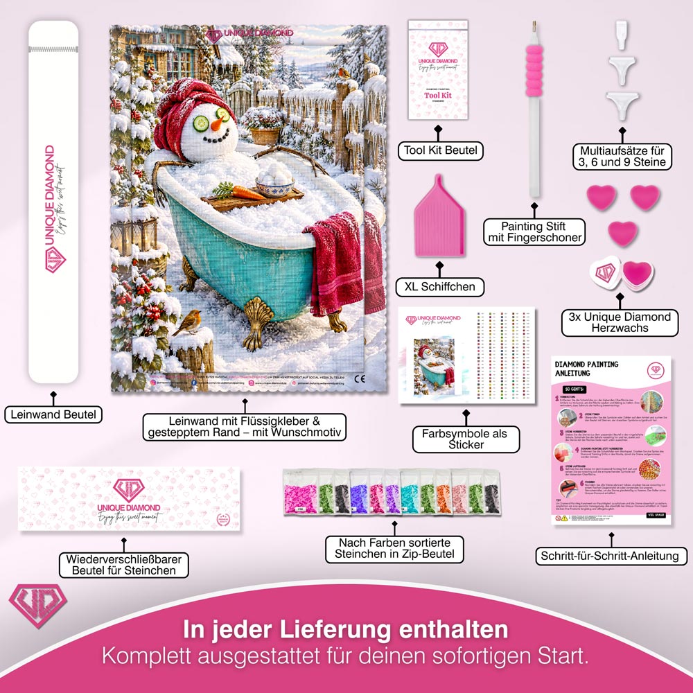 5D Diamond Painting – Schneemann im Wellnessglück