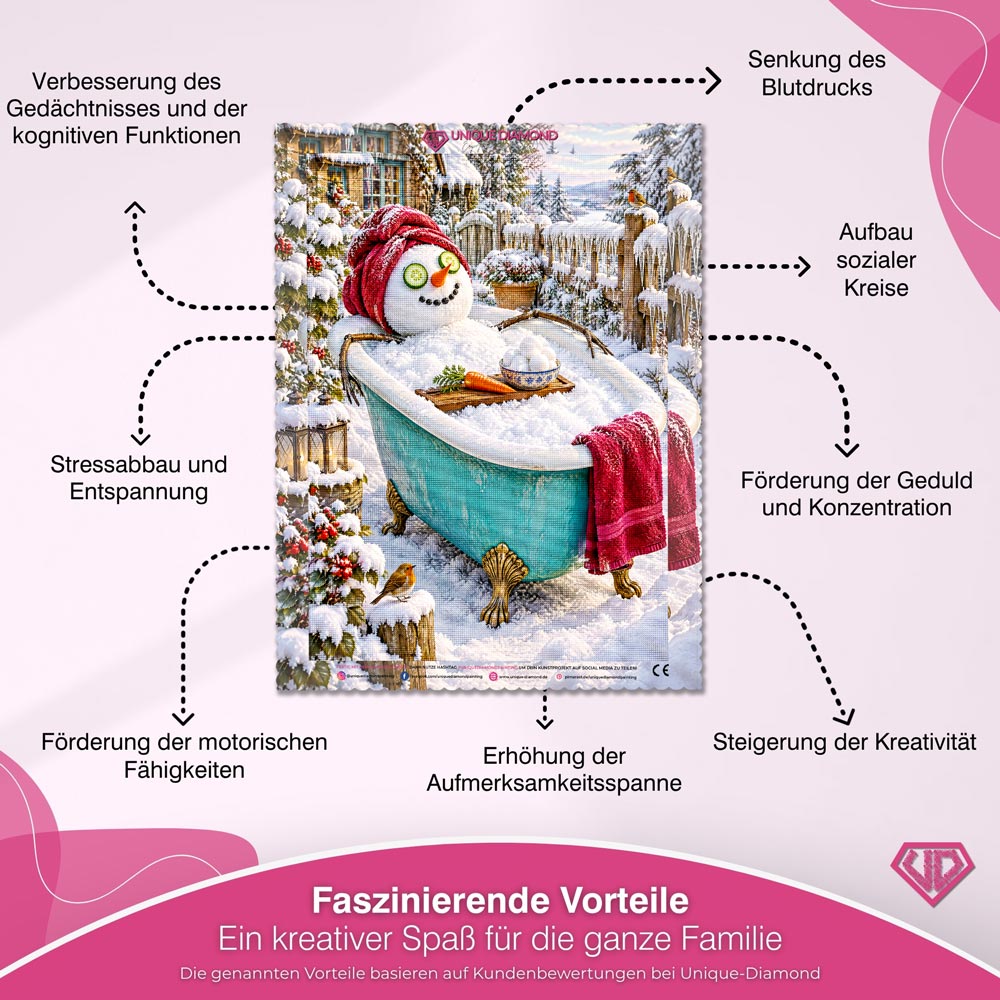 5D Diamond Painting – Schneemann im Wellnessglück
