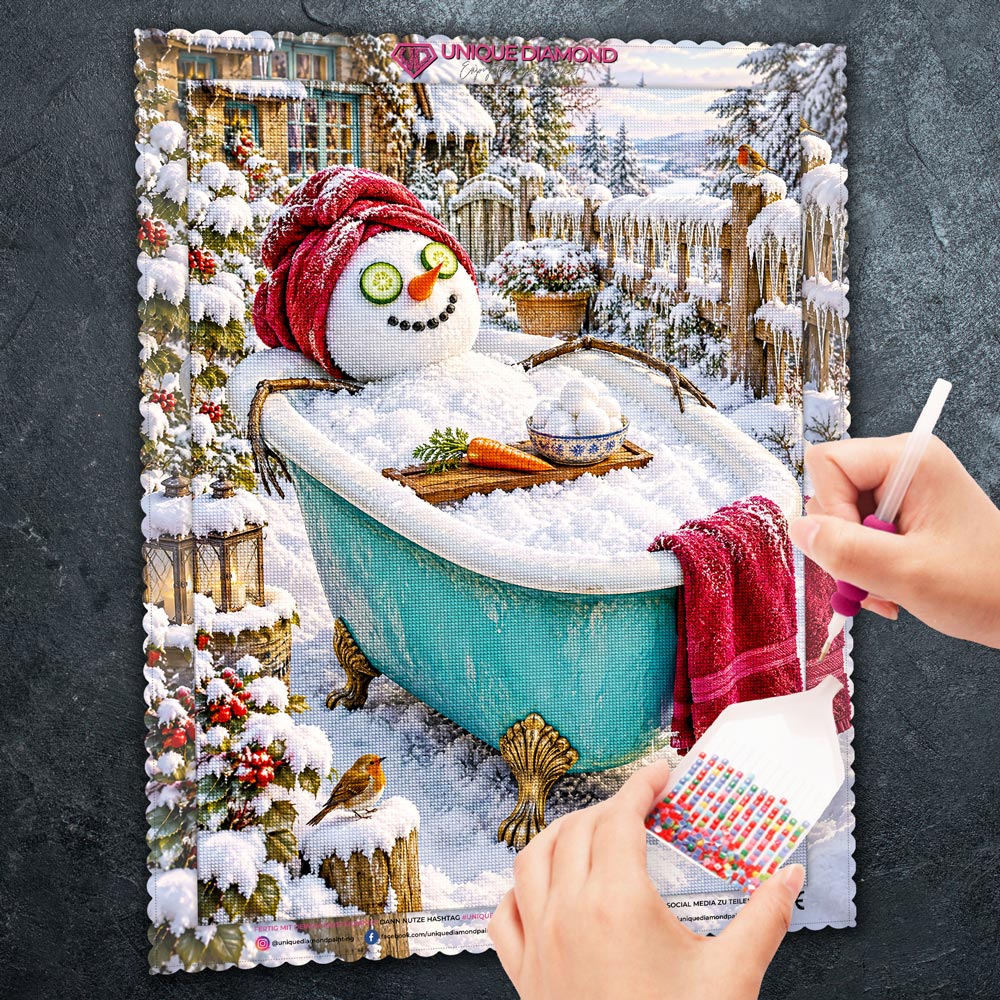 5D Diamond Painting – Schneemann im Wellnessglück