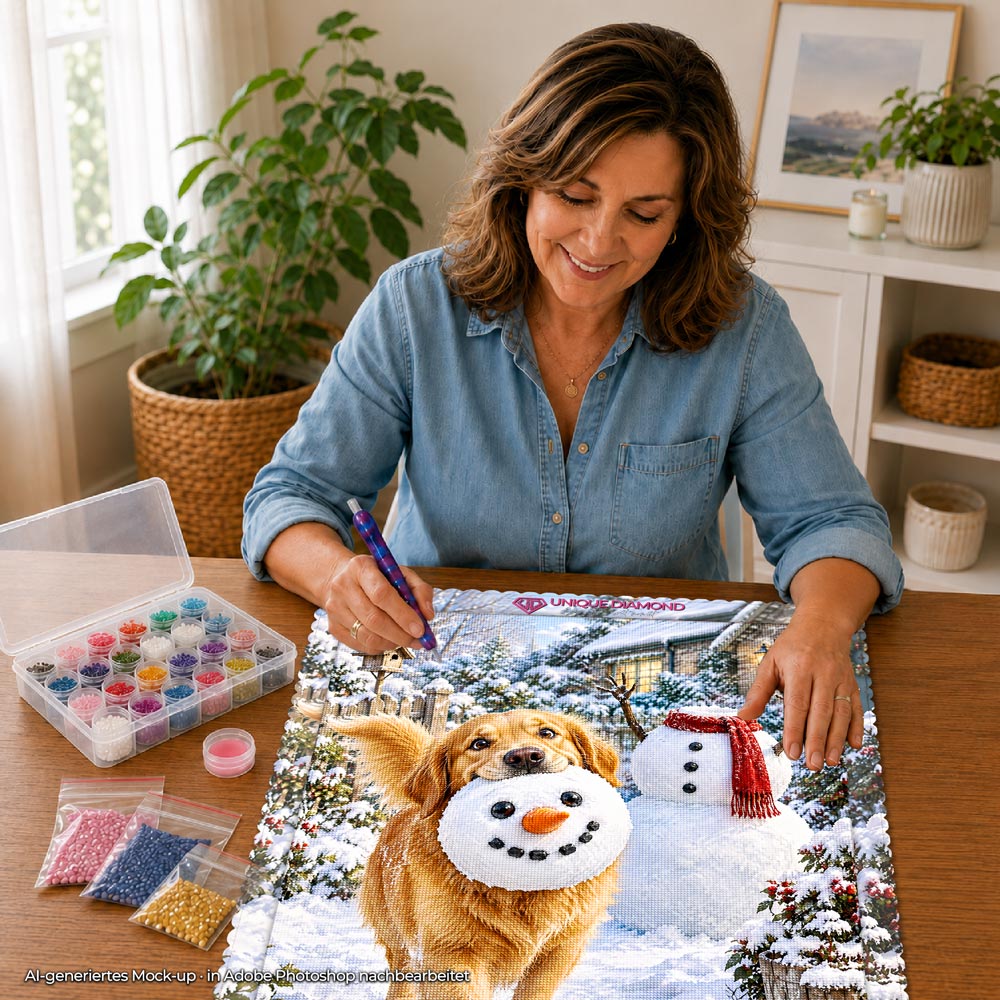 5D Diamond Painting – Schneemanndieb auf vier Pfoten