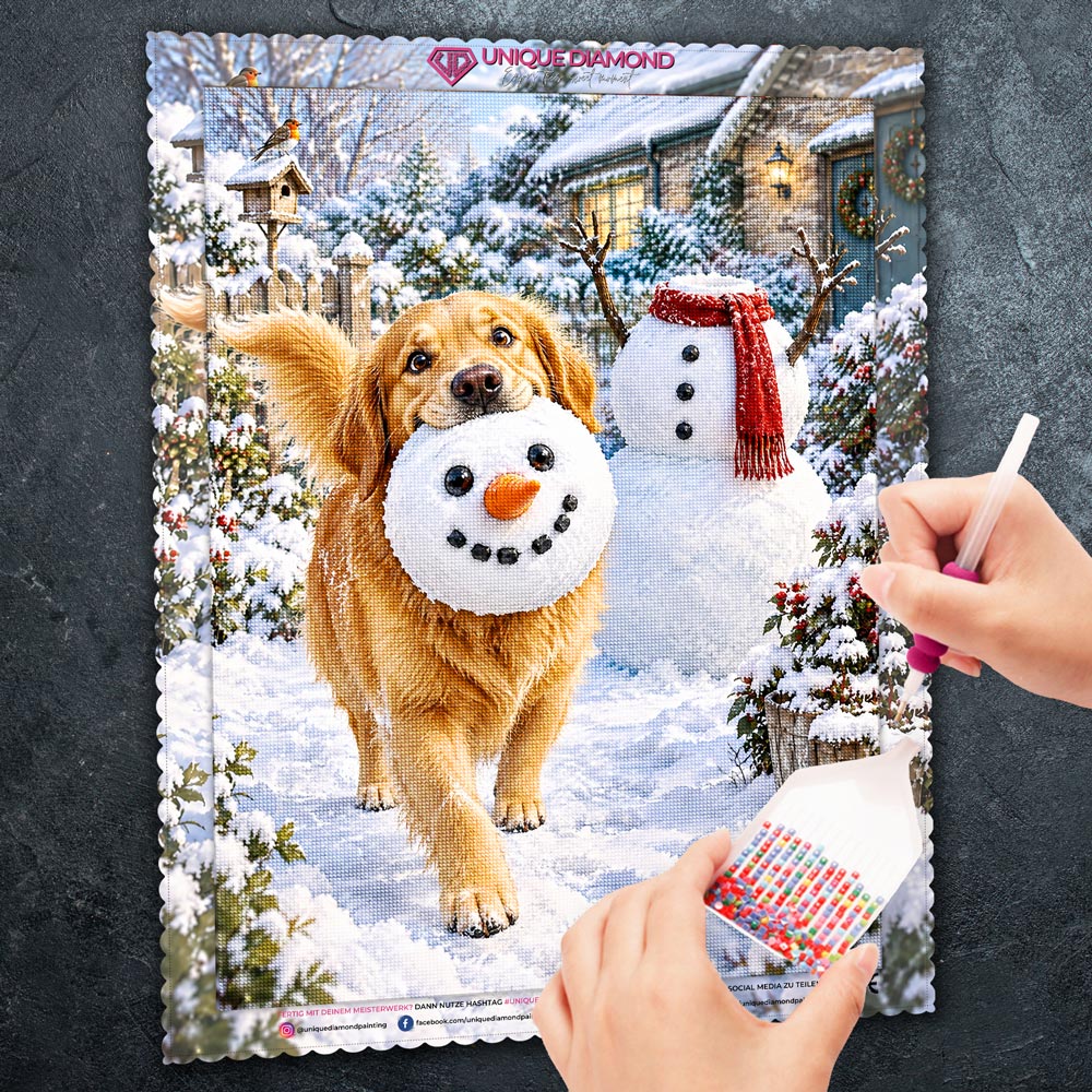 5D Diamond Painting – Schneemanndieb auf vier Pfoten