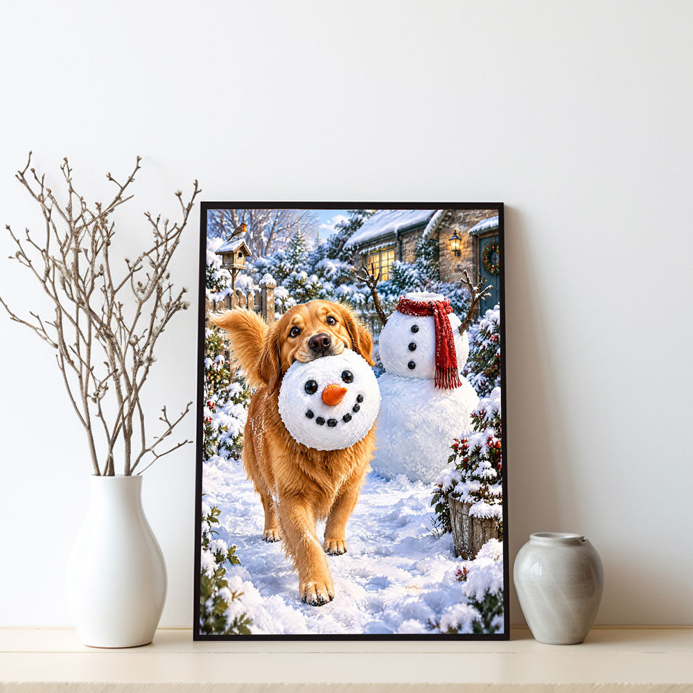 5D Diamond Painting – Schneemanndieb auf vier Pfoten