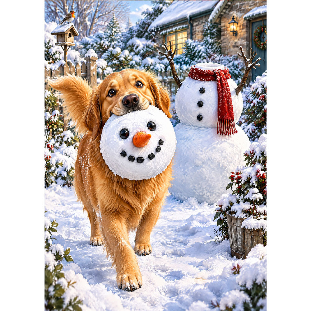 5D Diamond Painting – Schneemanndieb auf vier Pfoten | Unique Diamond