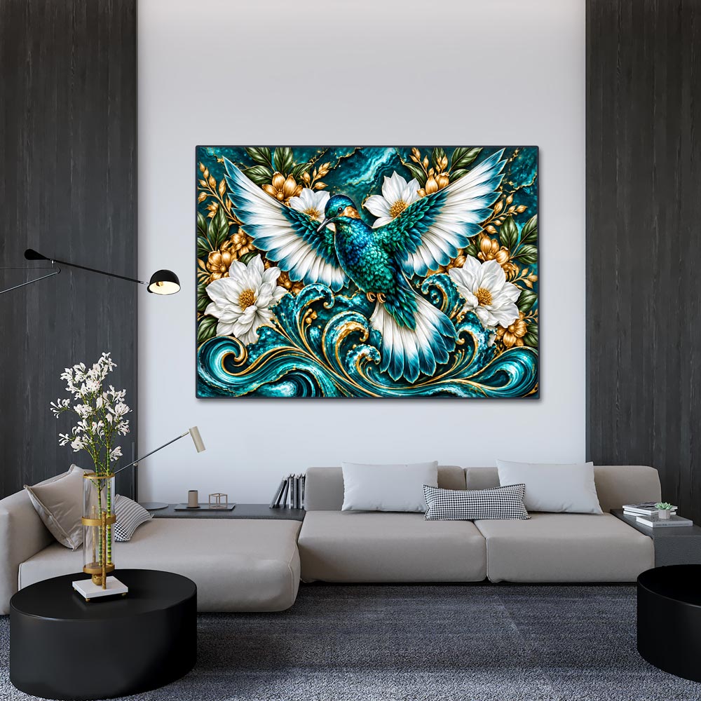 5D Diamond Painting – Schwingen der Smaragdwellen