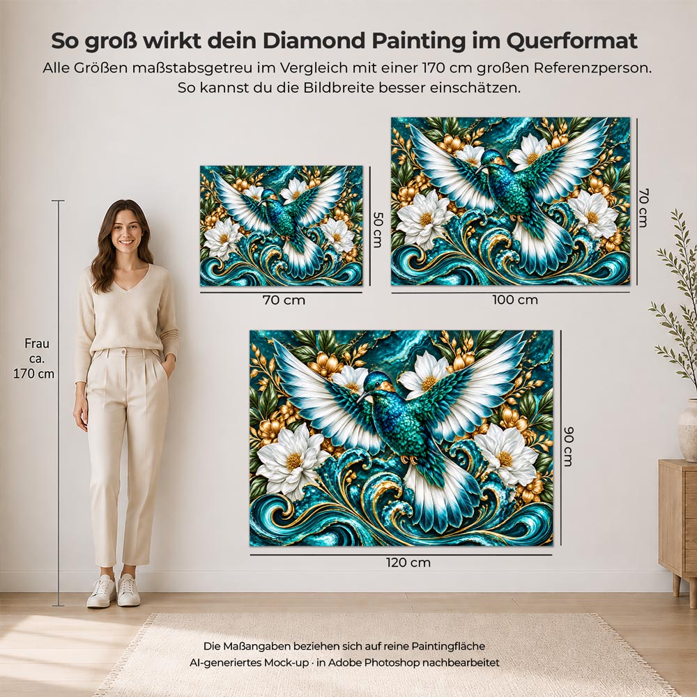 5D Diamond Painting – Schwingen der Smaragdwellen