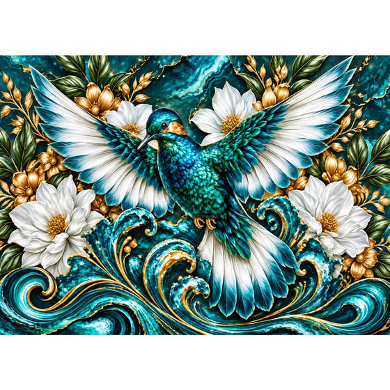 5D Diamond Painting – Schwingen der Smaragdwellen | Unique Diamond