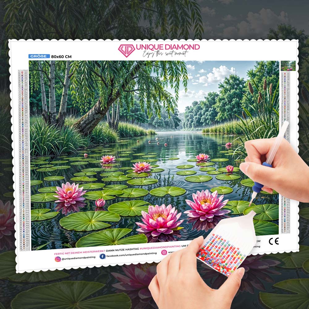 5D Diamond Painting – Seerosentraum der Liora Unique-Diamond