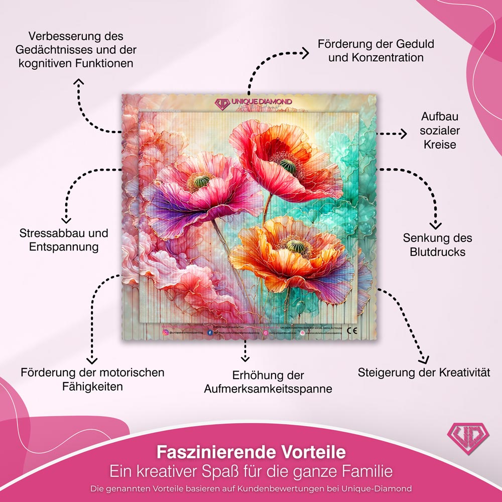 5D Diamond Painting – Seidenmohn im Farbnebel Unique-Diamond