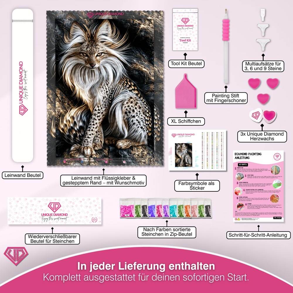 5D Diamond Painting – Silberfuchs der Nachtfelsen