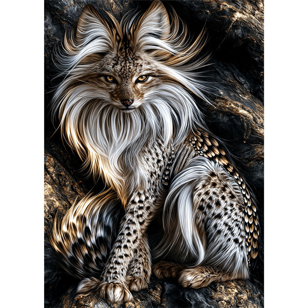 5D Diamond Painting – Silberfuchs der Nachtfelsen | Unique Diamond
