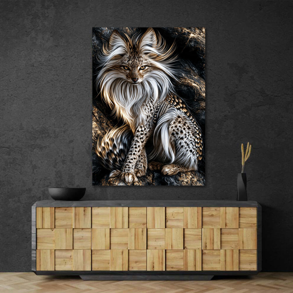 5D Diamond Painting – Silberfuchs der Nachtfelsen