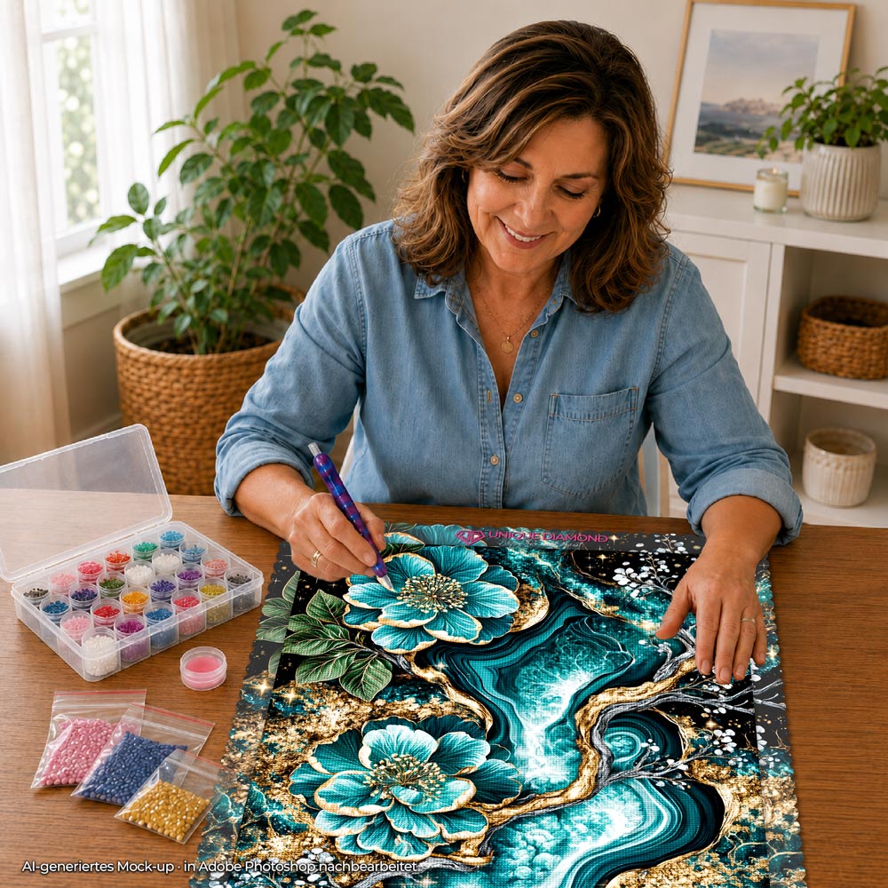 5D Diamond Painting – Smaragdblüten der Ewigkeit