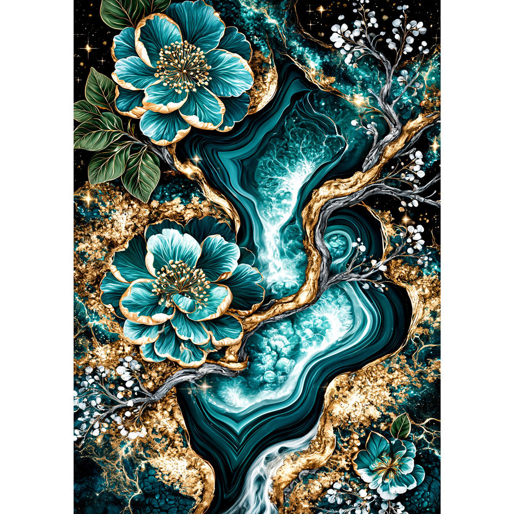 5D Diamond Painting – Smaragdblüten der Ewigkeit | Unique Diamond