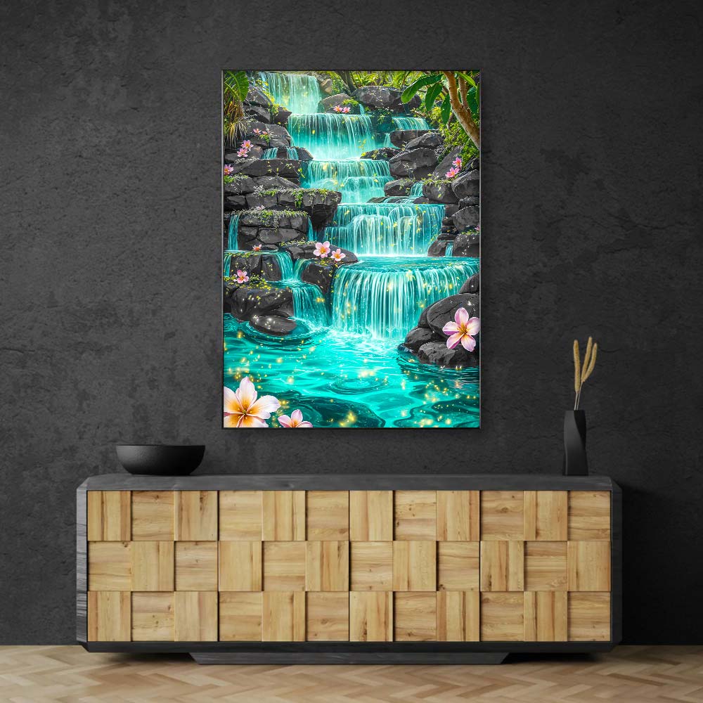 5D Diamond Painting – Smaragdquelle der Tropen, Unique-Diamond