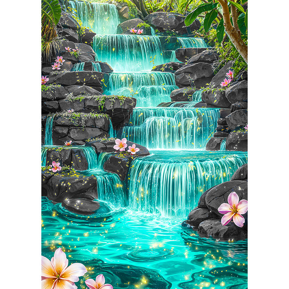5D Diamond Painting – Smaragdquelle der Tropen, Unique-Diamond