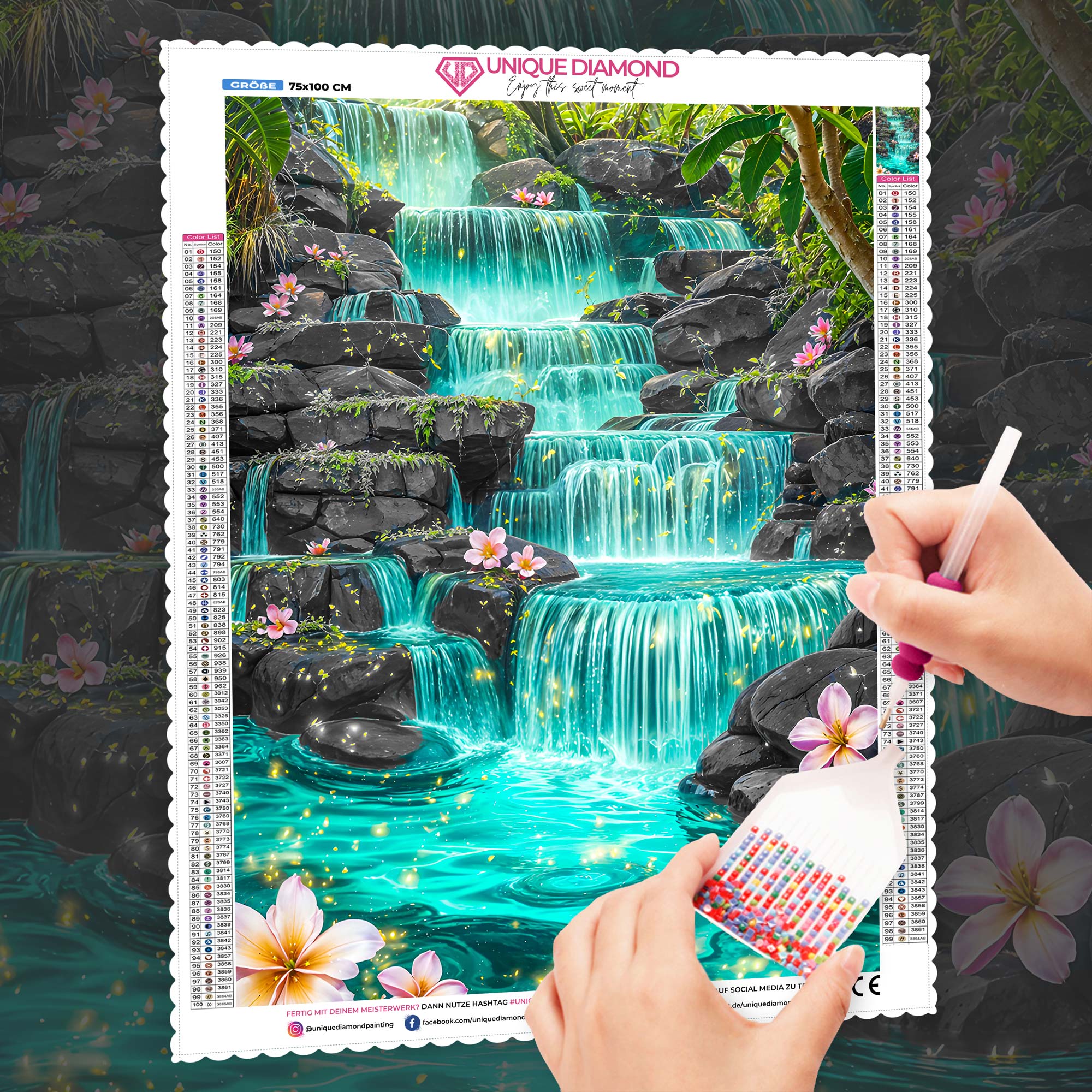 5D Diamond Painting – Smaragdquelle der Tropen, Unique-Diamond