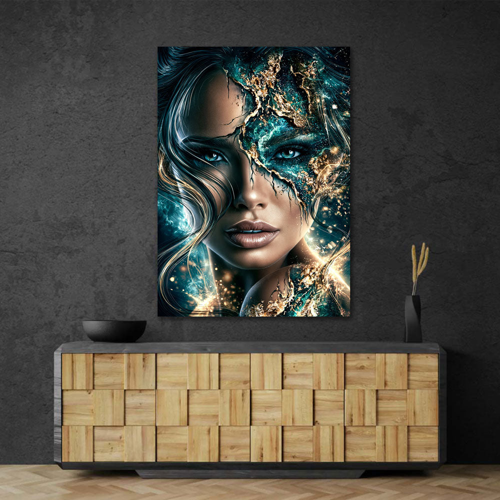 5D Diamond Painting – Smaragdseele in Gold