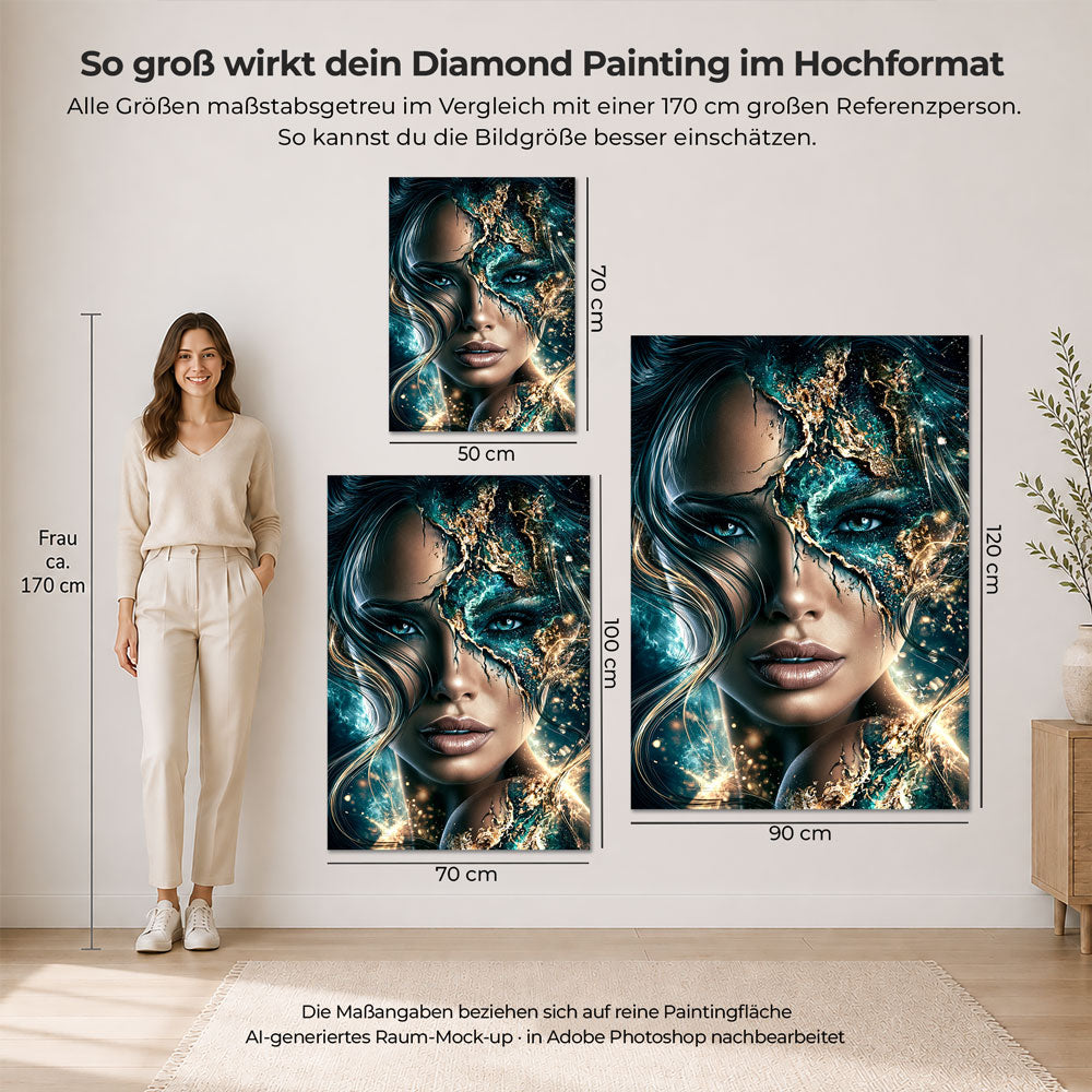 5D Diamond Painting – Smaragdseele in Gold