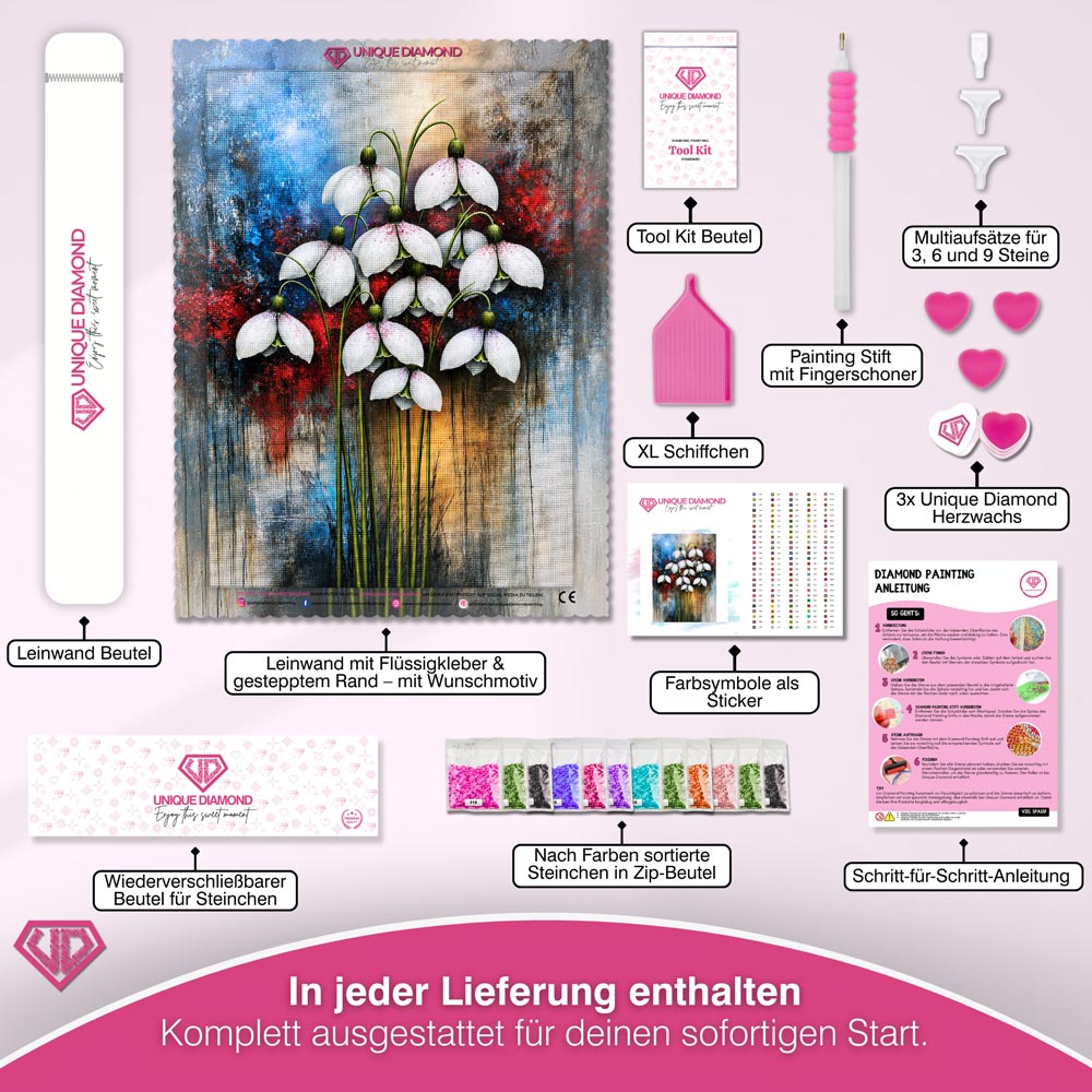 5D Diamond Painting – Snowdrops in a Symphony of Colors