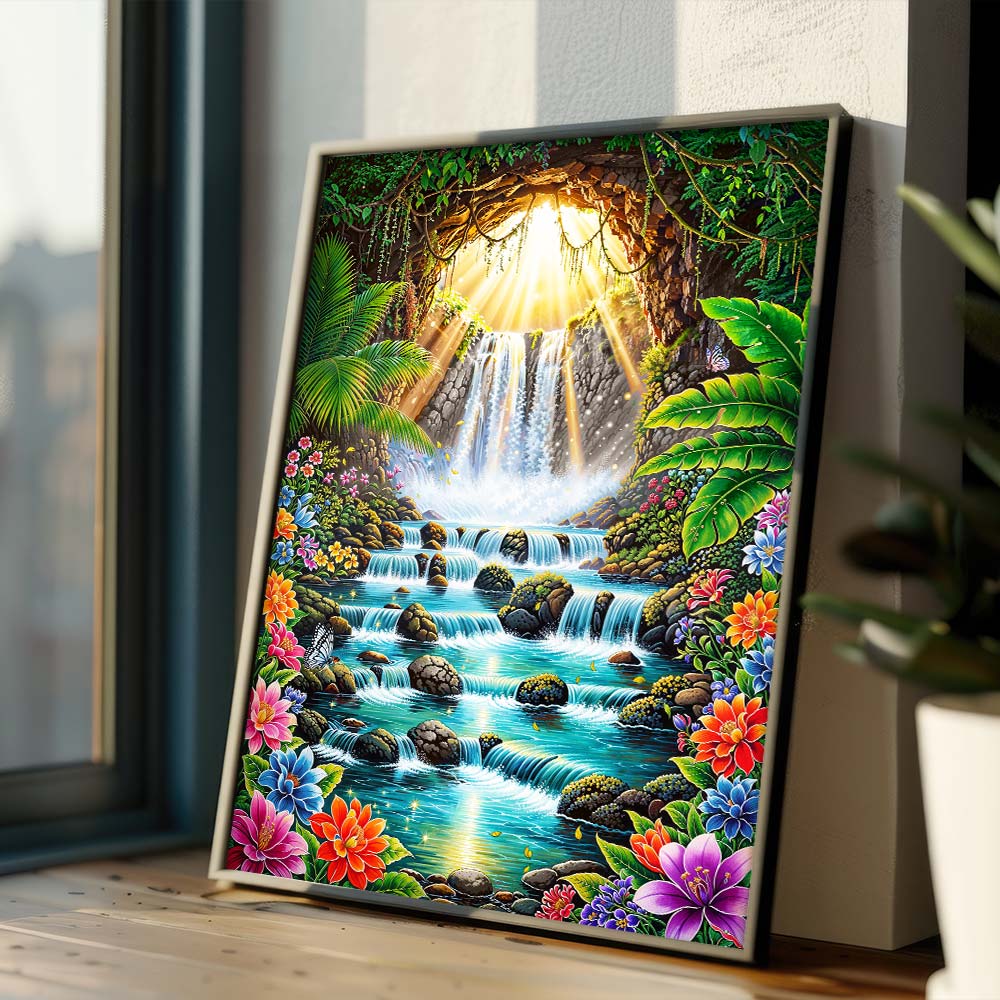 5D Diamond Painting – Solaras Tropenquelle, Unique-Diamond