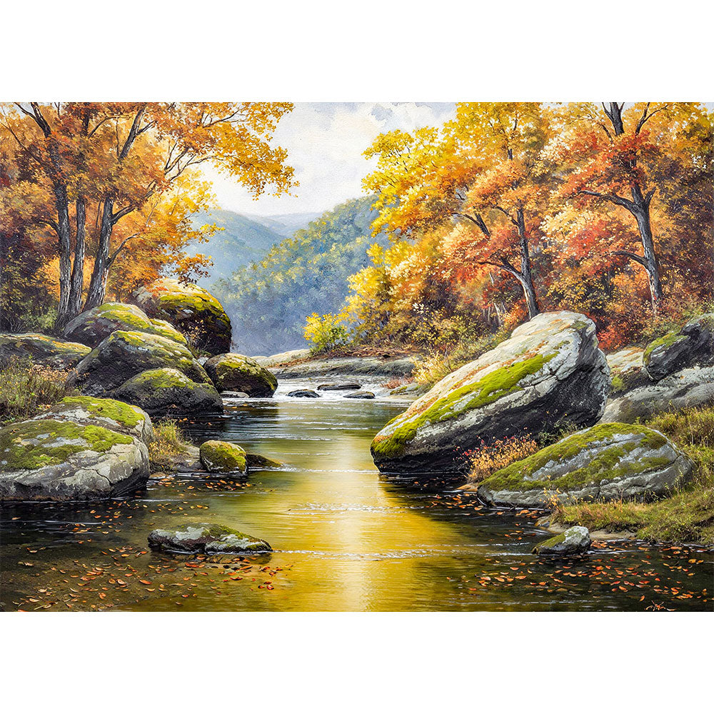 5D Diamond Painting – Sonnenkuss im Herbsttal