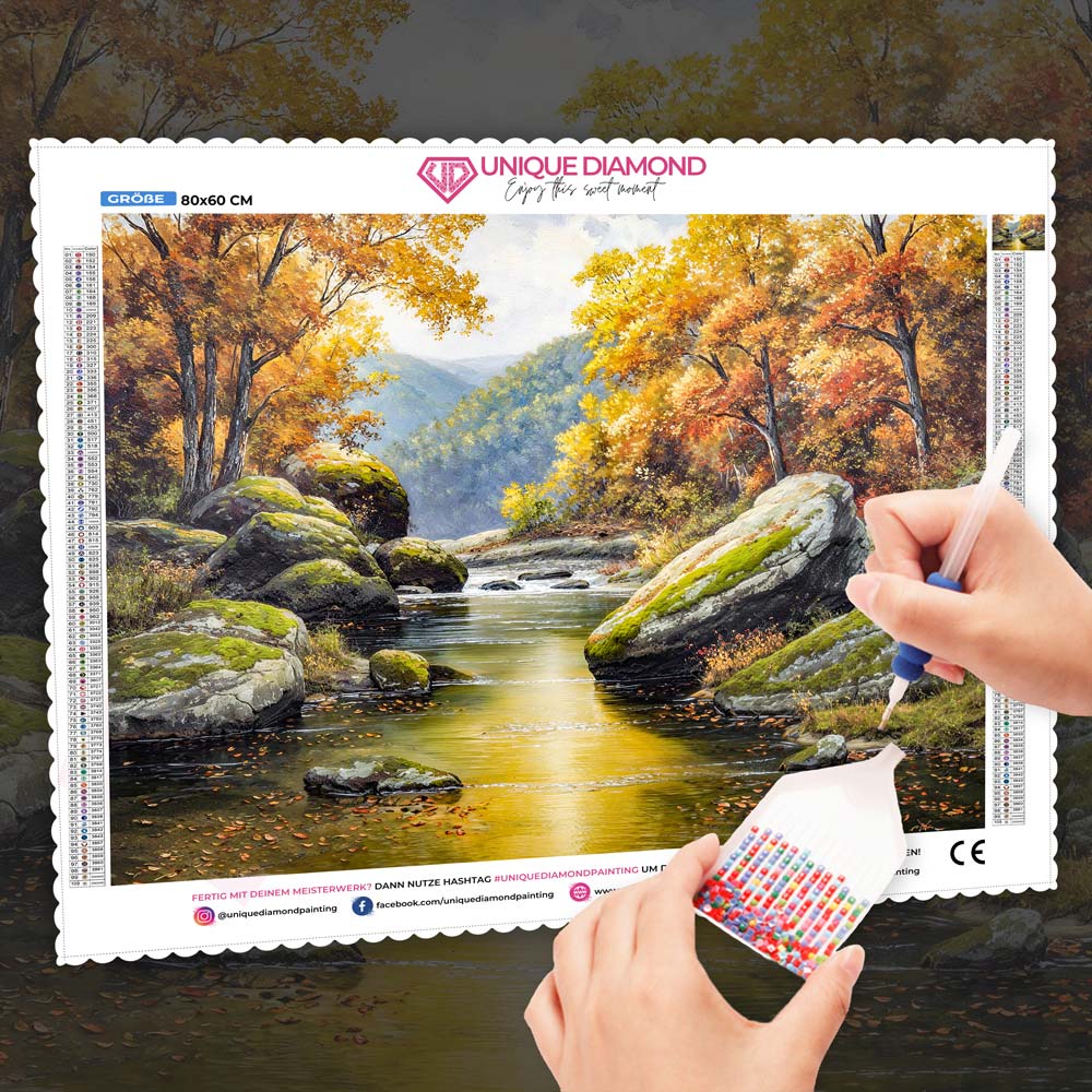 5D Diamond Painting – Sonnenkuss im Herbsttal
