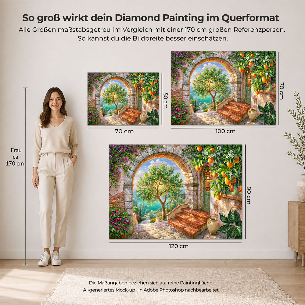 5D Diamond Painting – Sonnentor der Zitronengärten