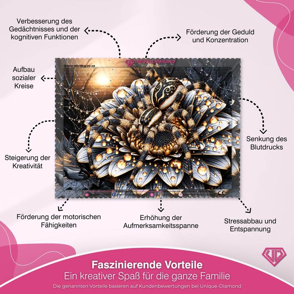 5D Diamond Painting – Springspinne im Goldtau
