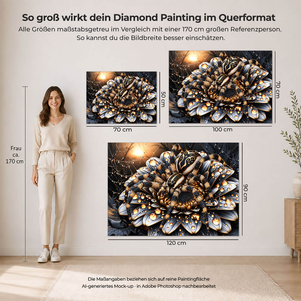 5D Diamond Painting – Springspinne im Goldtau