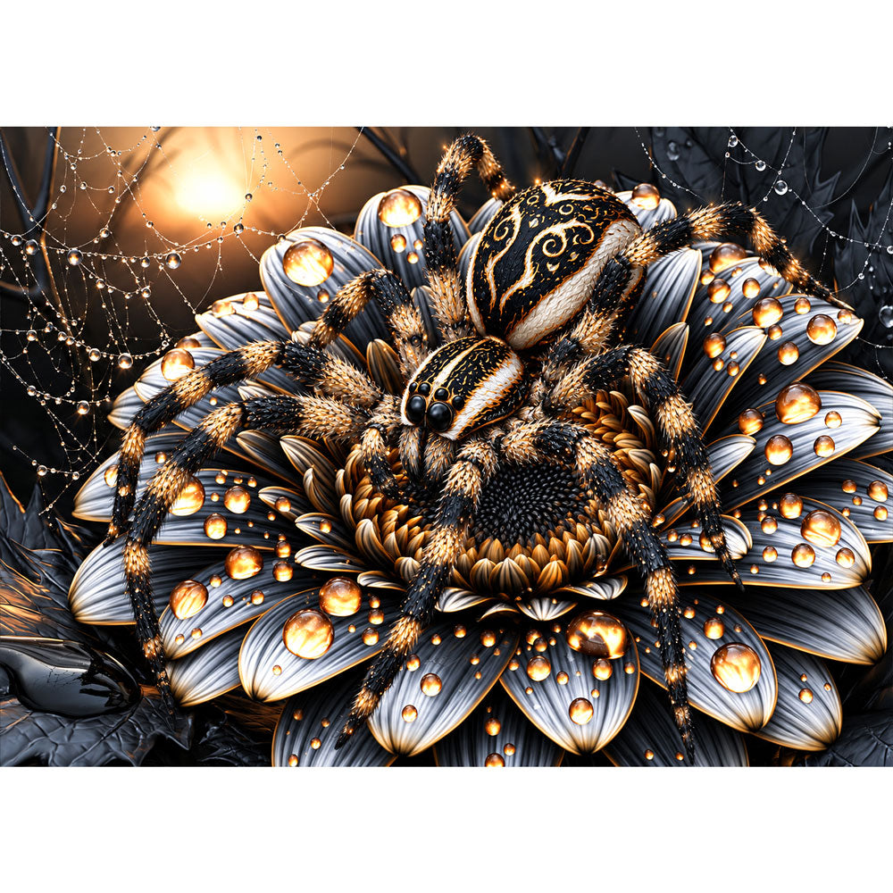5D Diamond Painting – Springspinne im Goldtau | Unique Diamond