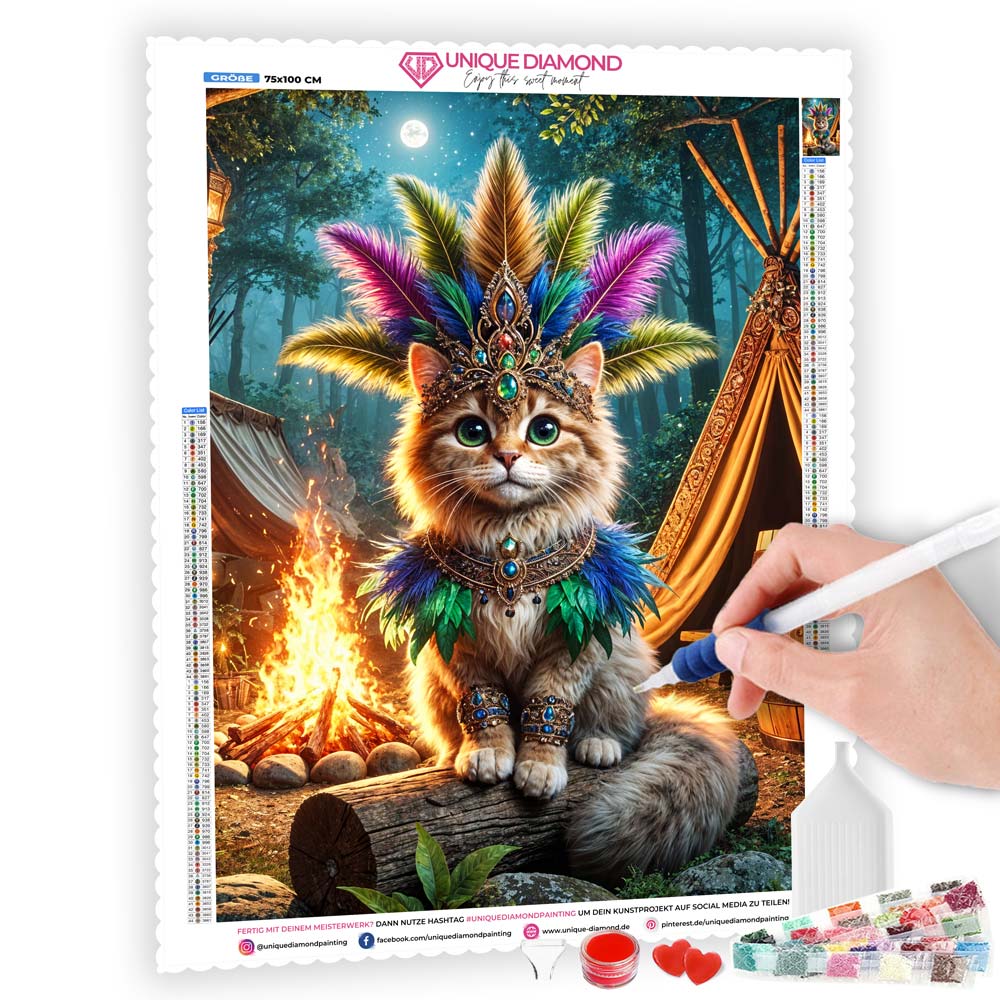 5D Diamond Painting – Stammeskönigin Minka, Unique-Diamond