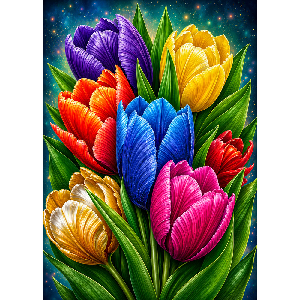 5D Diamond Painting – Starlight Tulip Symphony | Unique Diamond