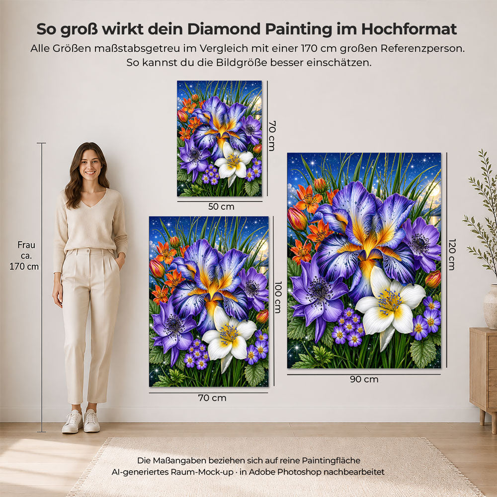 5D Diamond Painting – Starlit Iris Garden