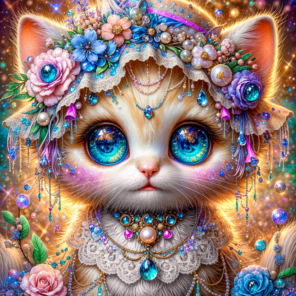5D Diamond Painting – Sternenblick der Juwelenkatze Unique-Diamond