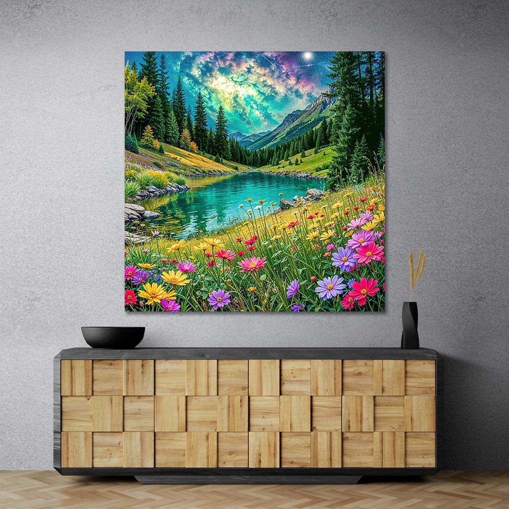 5D Diamond Painting – Sternenblüte am Himmelssee, Unique-Diamond