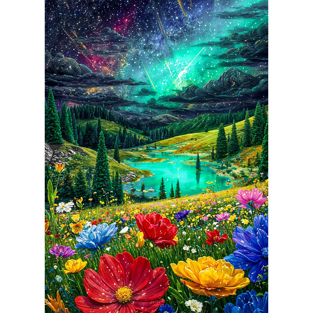 5D Diamond Painting – Sternenblumen über Eden, Unique-Diamond