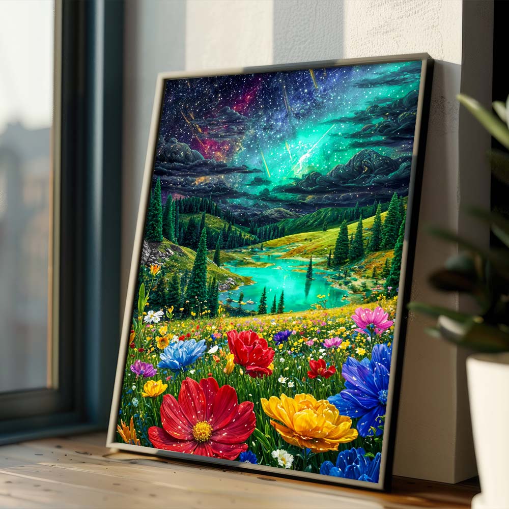 5D Diamond Painting – Sternenblumen über Eden, Unique-Diamond