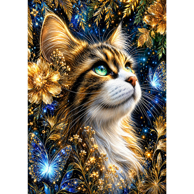 5D Diamond Painting – Sternenflüstern im Goldenen Blütenhain | Unique Diamond