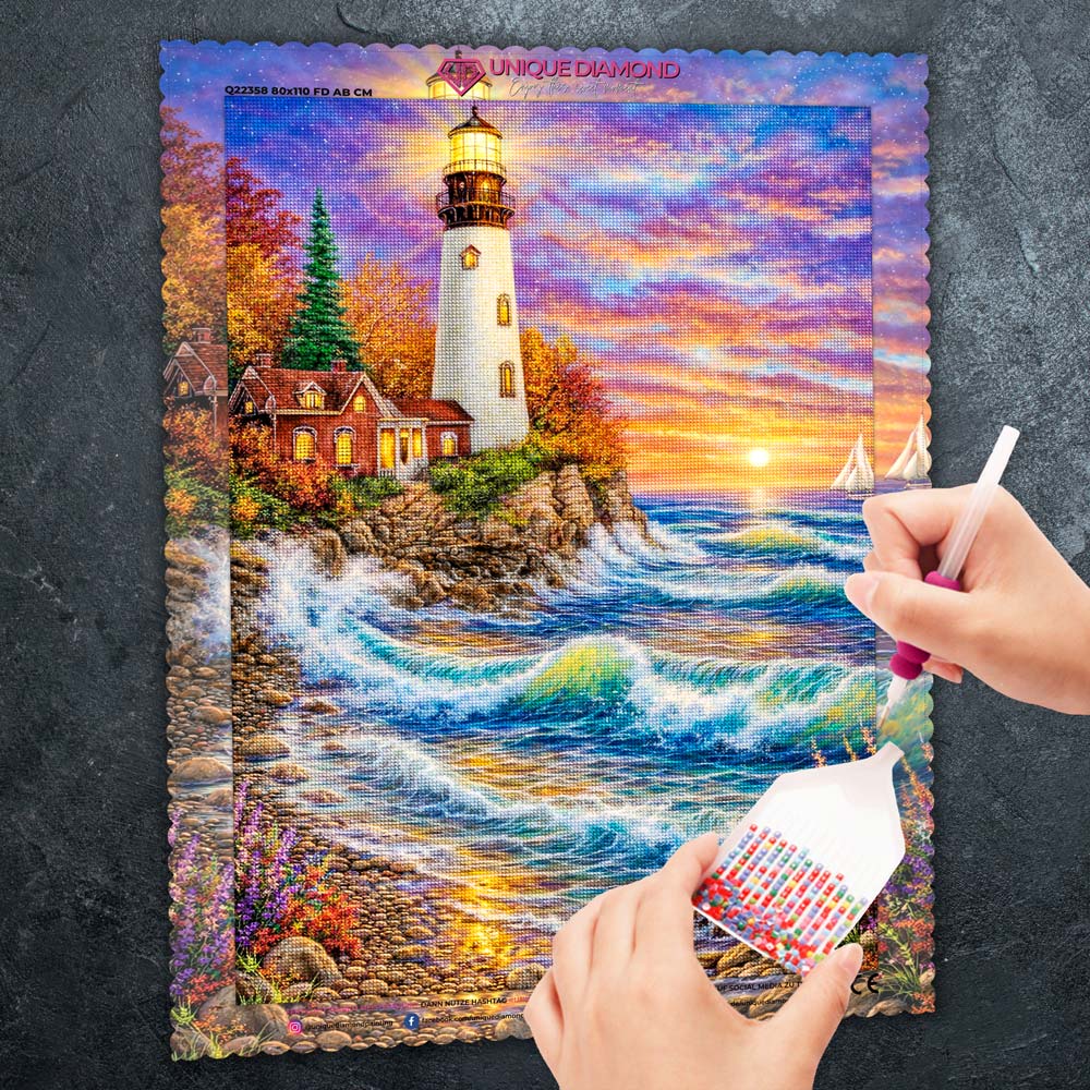 5D Diamond Painting – Sunset Lighthouse
