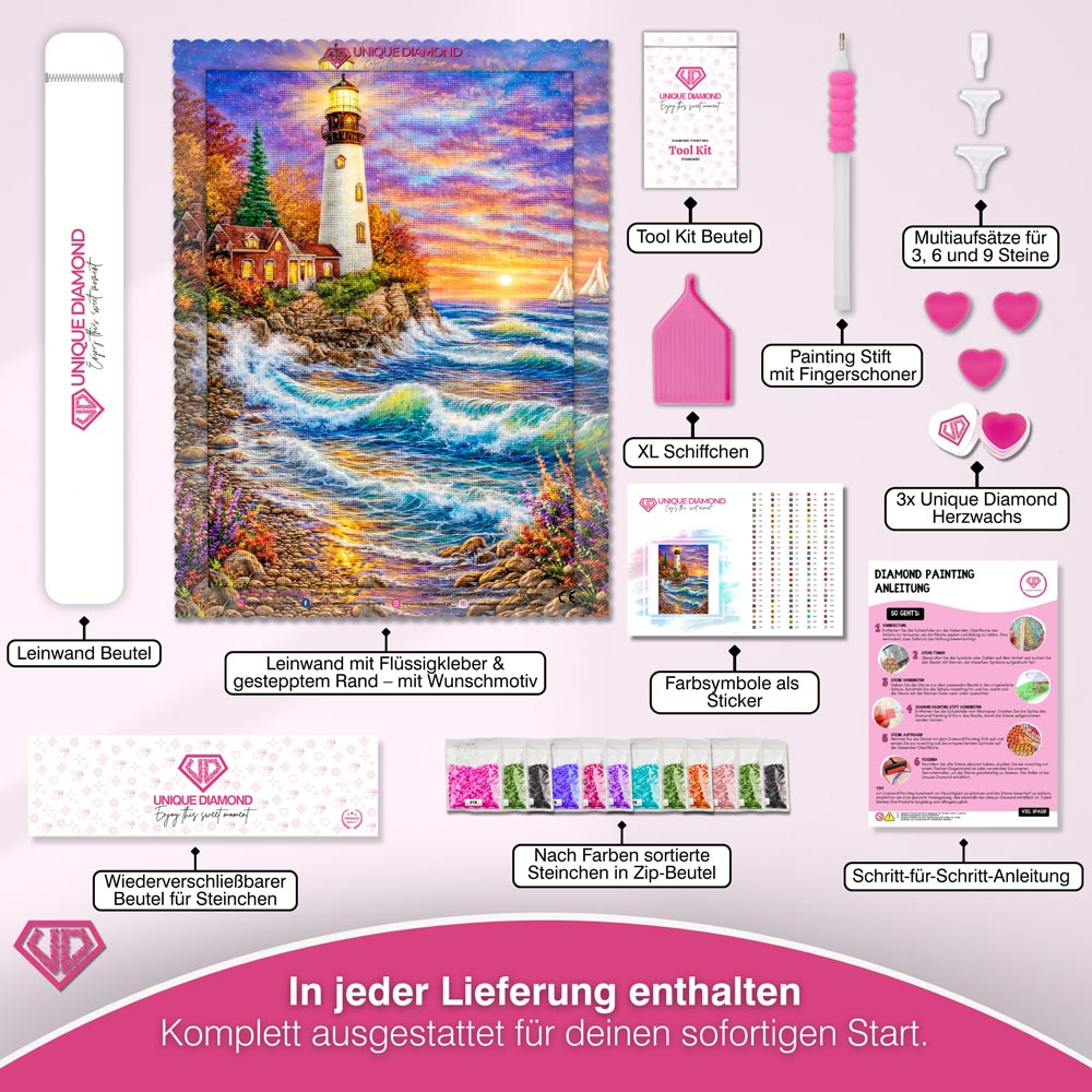 5D Diamond Painting – Sunset Lighthouse