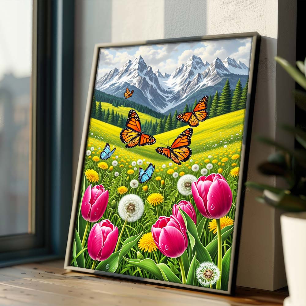 5D Diamond Painting – Tanz der Frühlingsboten, Unique-Diamond