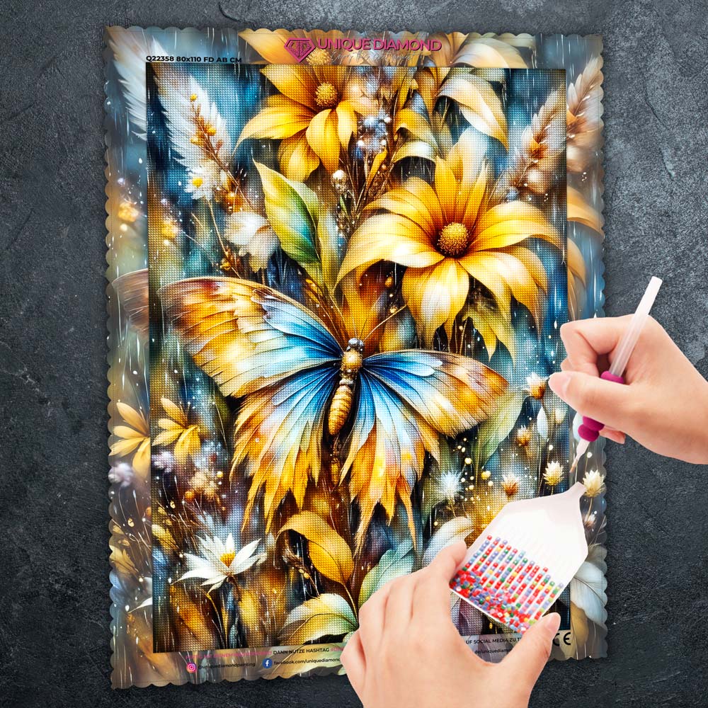5D Diamond Painting – Tanz der Goldflügel Unique-Diamond