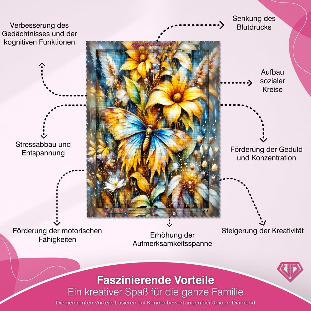 5D Diamond Painting – Tanz der Goldflügel Unique-Diamond